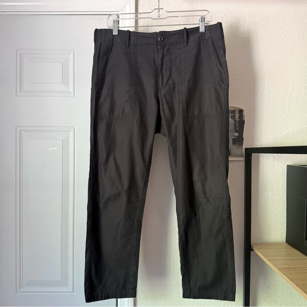 321 clothing black cotton utility‎ slim straight leg cropped pants